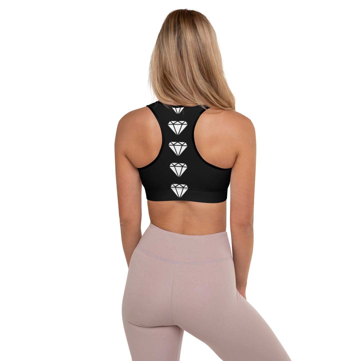 Diamond Blk Padded Sports Bra