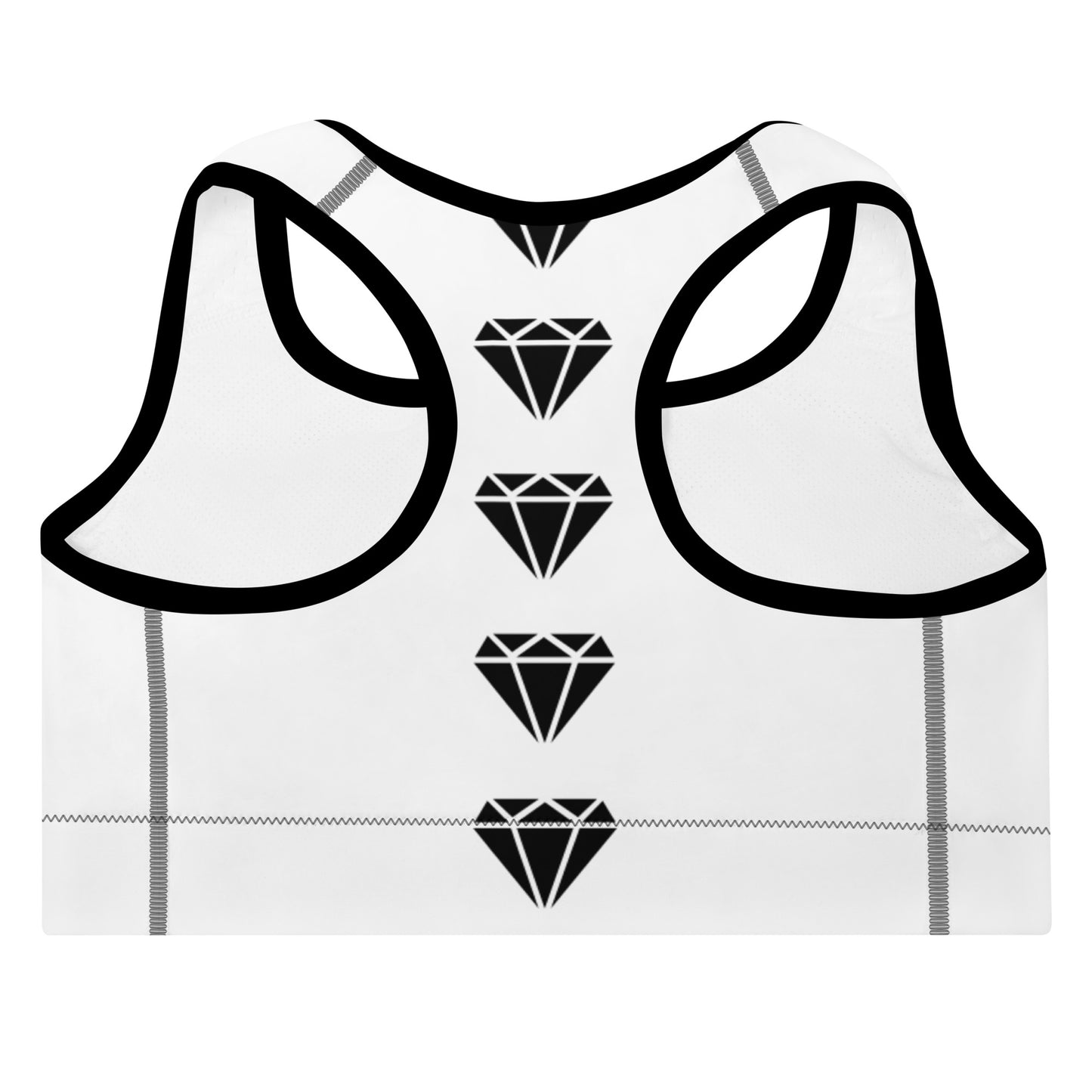 Diamond Wht Padded Sports Bra