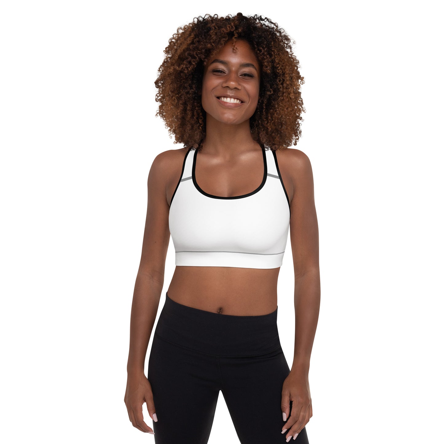 Diamond Wht Padded Sports Bra