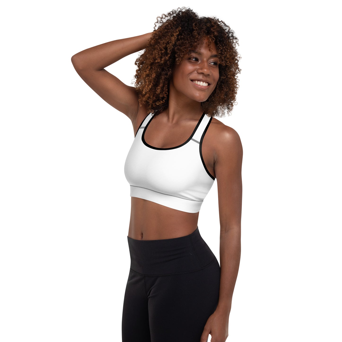 Diamond Wht Padded Sports Bra
