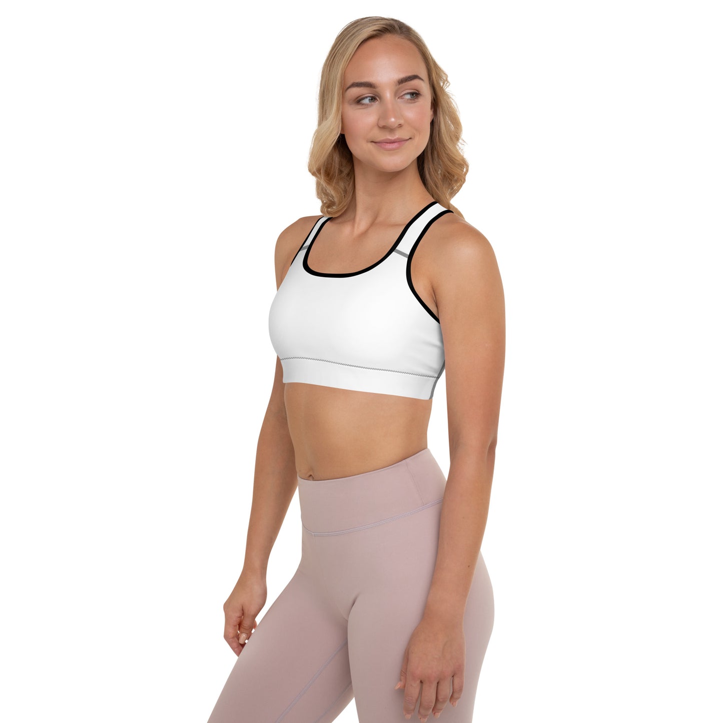 Diamond Wht Padded Sports Bra