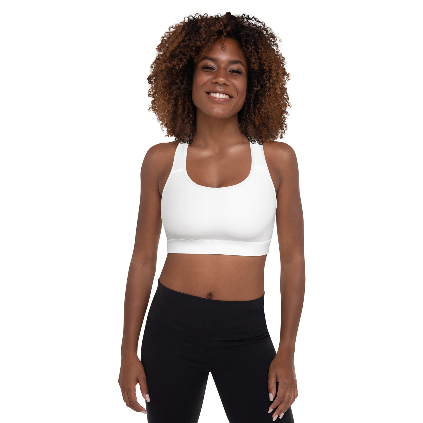 Diamond Wht Padded Sports Bra
