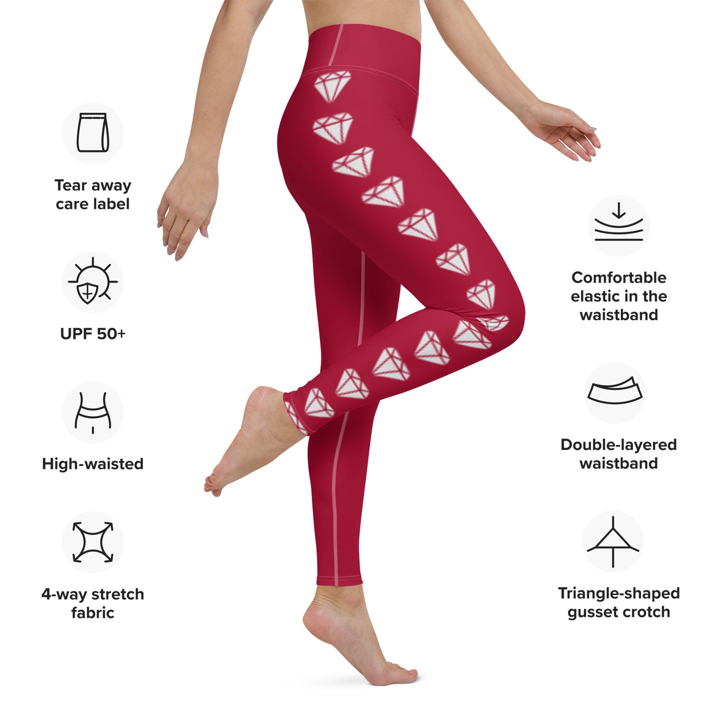 Diamond Red Yoga Leggings