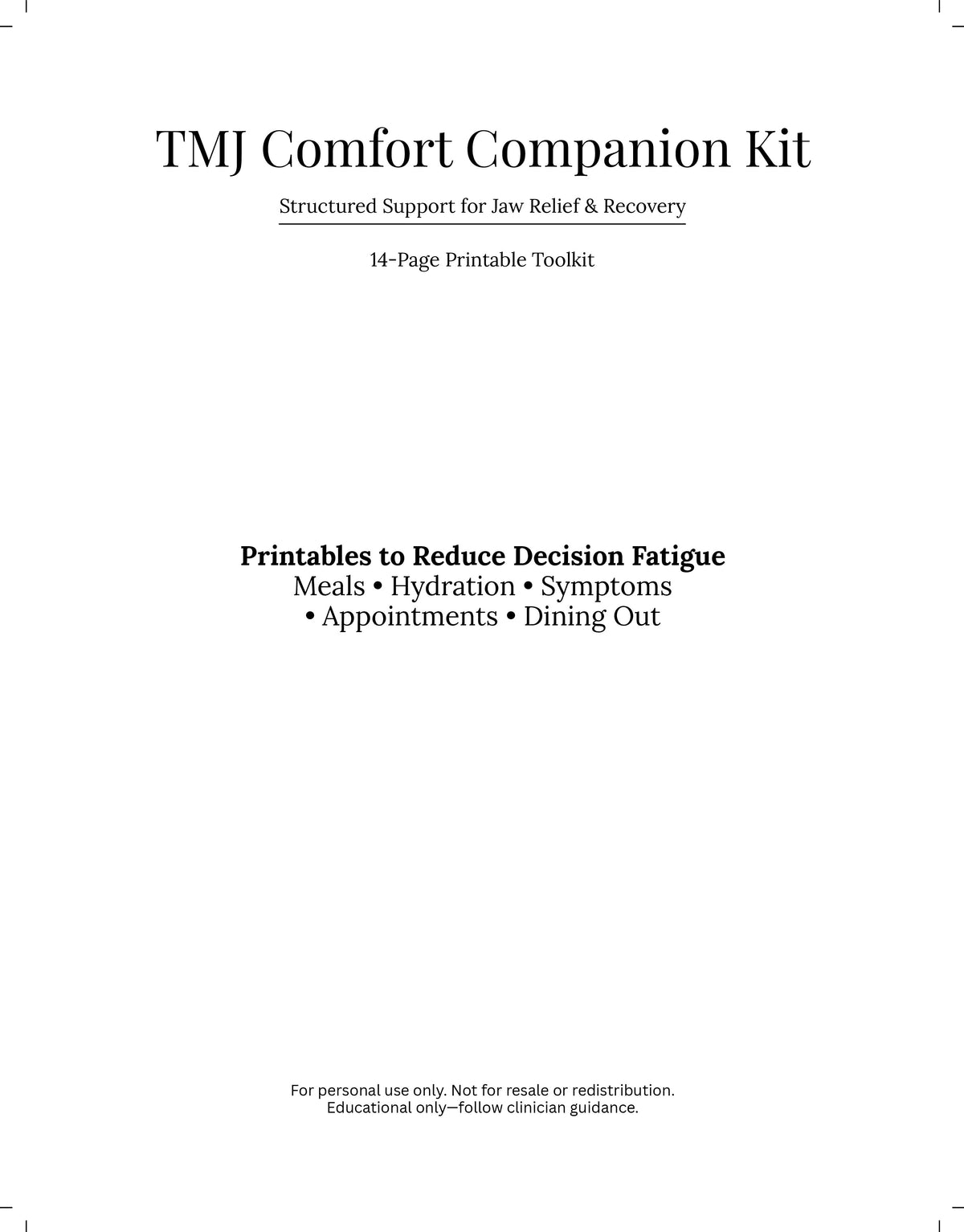 TMJ Comfort Companion Kit (Printable)