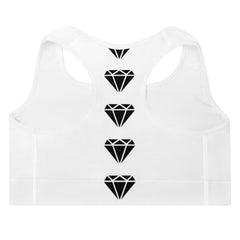 Diamond Wht Padded Sports Bra